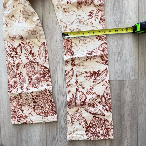 Adrienne Vittadini Cotton‎ Stretch Flare Floral Pants Women’s 6 Tan Rust EUC - Picture 10 of 11